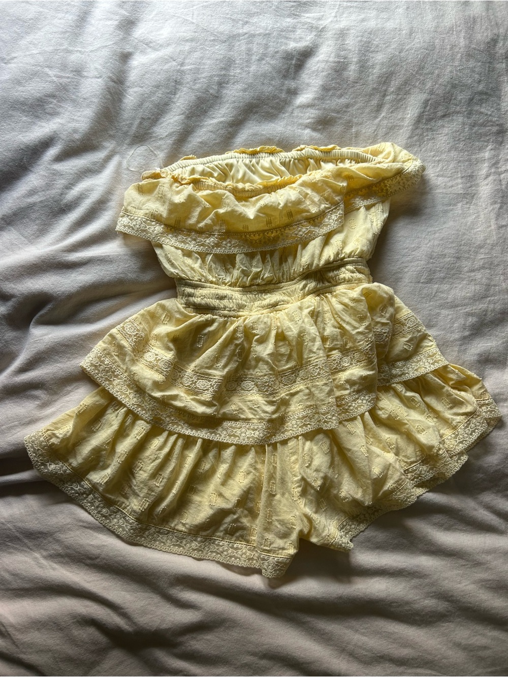 Altar'd State Pale Yellow Ruffle Romper - Picture 2 of 3